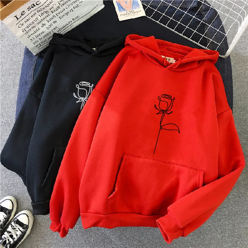 Sudaderas con capucha ropa deportiva mujer Sudadera con capucha pulóver sudadera elegante estampado de flores con mangas largas gruesas Tops sueltos