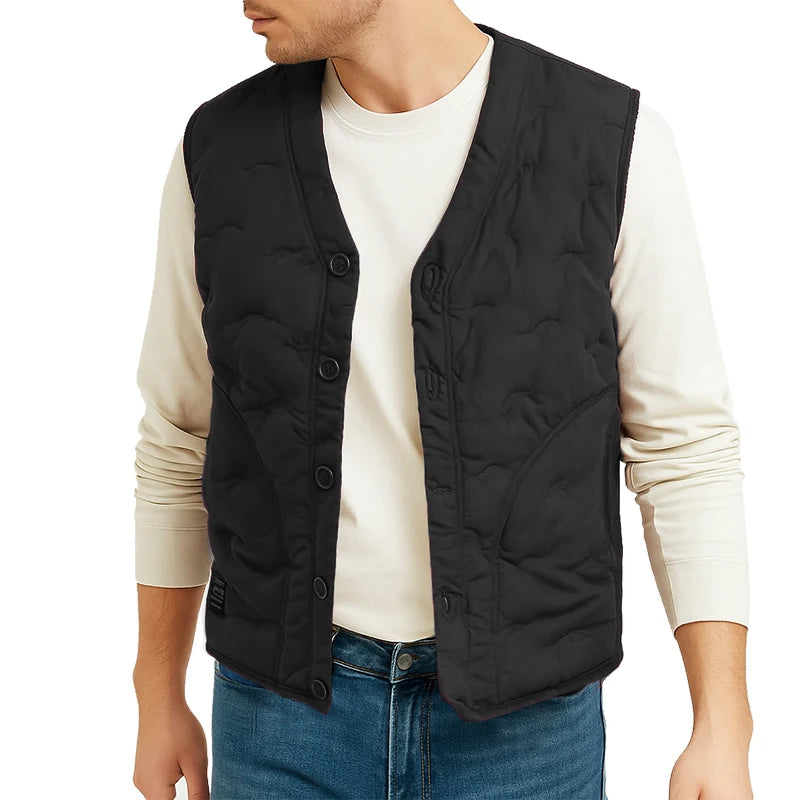 Chaqueta de otoño para hombre, chaleco impermeable con botones, abrigos sin mangas
