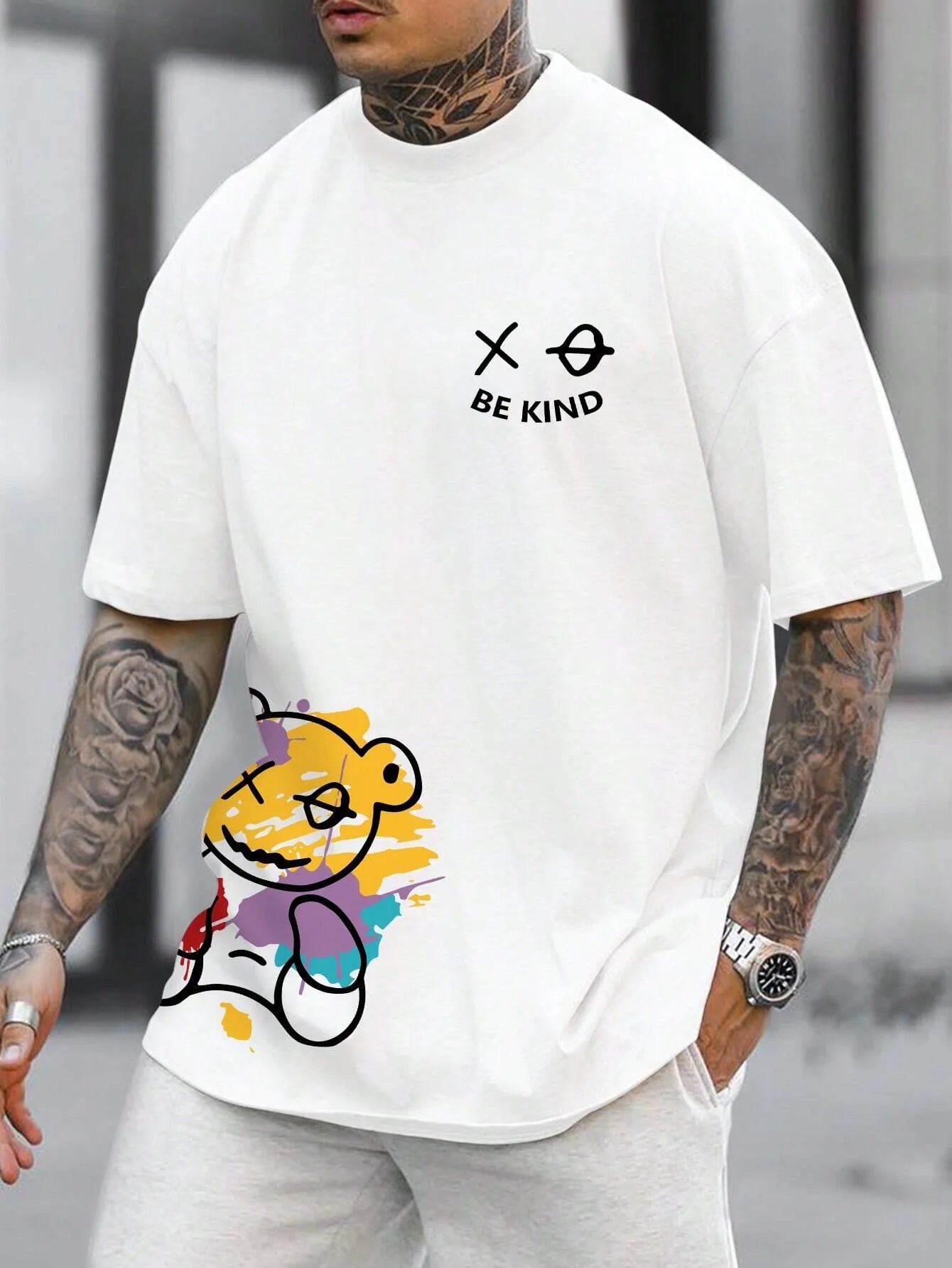 Camiseta de verano 100% algodón puro para hombre, con estampado de letras ,de cuello redondo y manga corta