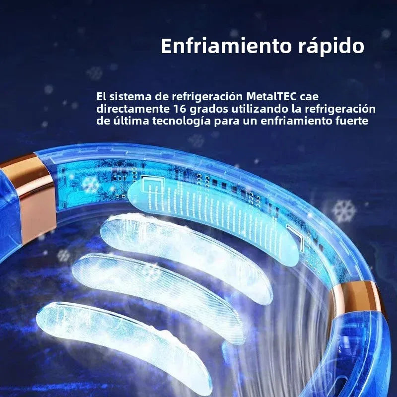 Ventilador de cuello portátil de 5 velecidades, ventilador sin aspas manos libres con 4 placas de enfriamiento LED, ventilador personal, batería de 4000 mAh, recargable por USB