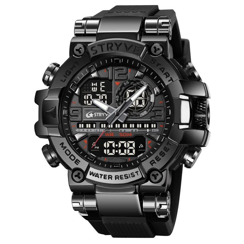 Relojes, reloj de moda para hombre, reloj resistente al agua hasta 5atm para hombre, correa de silicona con movimiento Digital-analógico de alta calidad