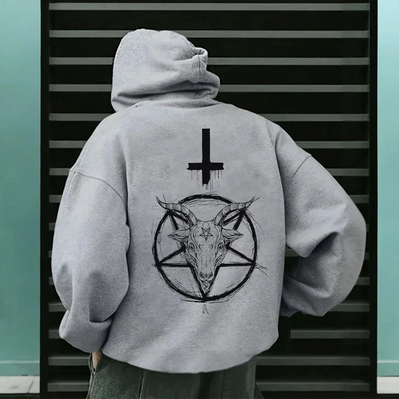 Sudaderas con capucha con estampado demoníaco para hombre, ropa de calle, sudadera gótica de Satán, Jersey informal para otoño e invierno, chándal superior