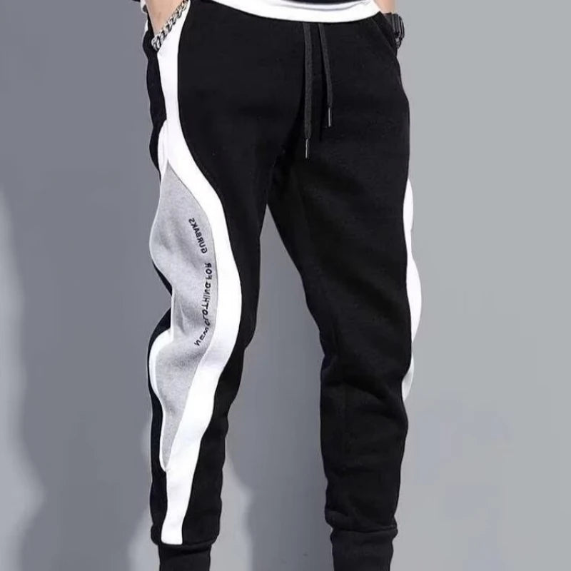 Pantalones negros para hombre, pantalones cómodos de moda, pantalones de chándal informales para hombre