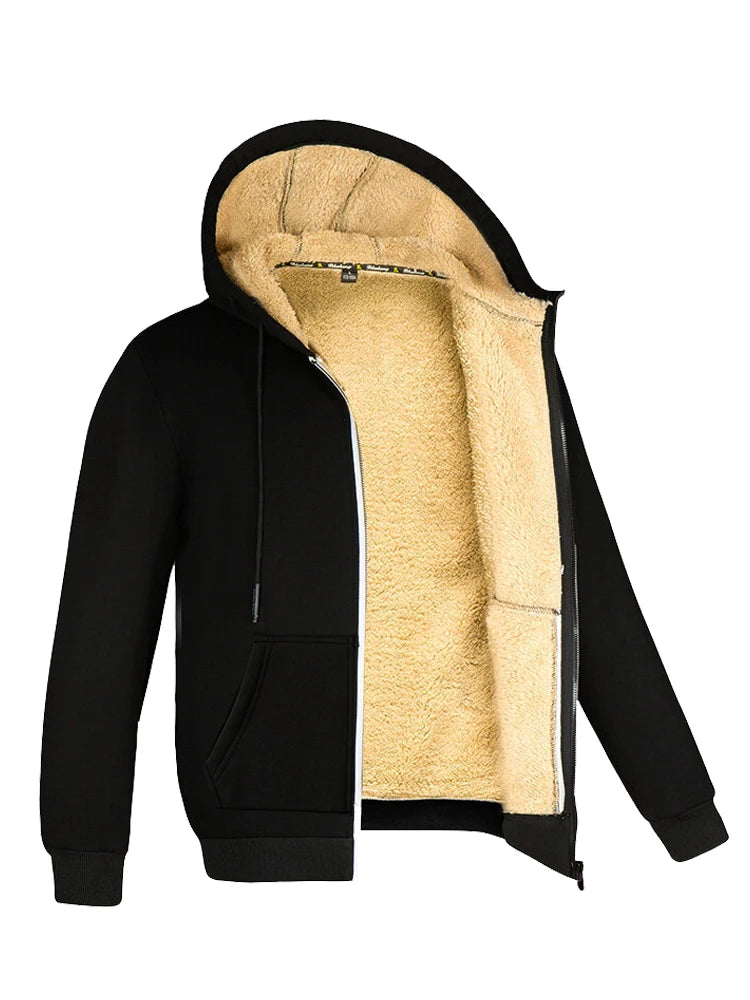 Abrigos de lana de cordero para hombre y mujer, chaquetas gruesas y cálidas de manga larga con cremallera, sudaderas con capucha deportivas informales