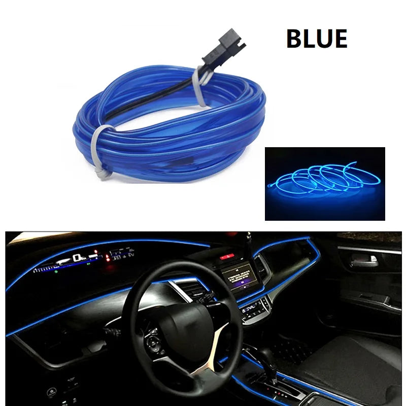 Tiras de luces decorativas para interior de coche, lámpara de ambiente, luz fría, consola de salpicadero decorativa, luces LED ambientales para coche, 1/2/3/4/5 m