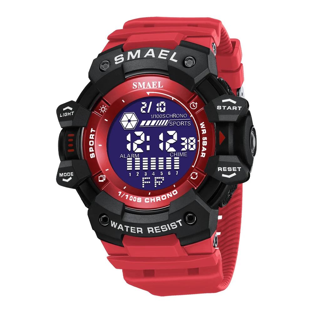 Reloj deportivo digital de lujo para hombre, estilo militar, resistente al agua, con esfera grande y retroiluminación LED