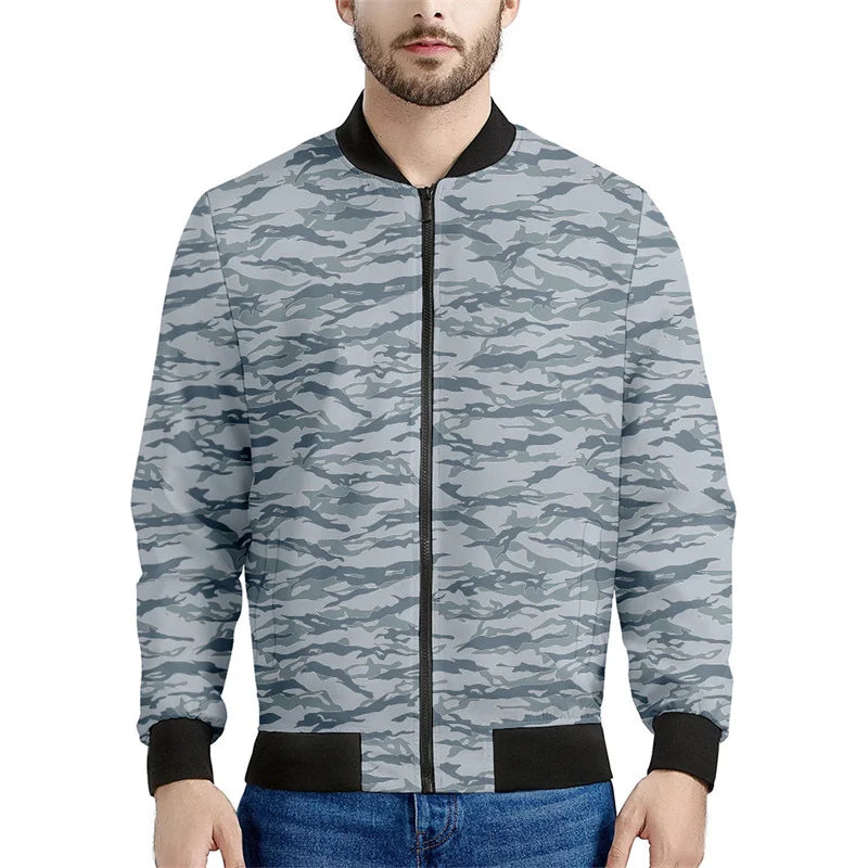 Chaqueta con patrón de camuflaje de mosaico para hombre, sudaderas casuales de manga larga con estampado , Chaquetas deportivas con cremallera, abrigo, Tops de calle