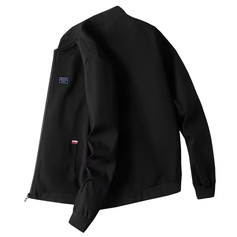Chaqueta para hombre de manga larga, chaqueta de ciclismo a prueba de viento, chaqueta informal con cremallera sólida, otoño