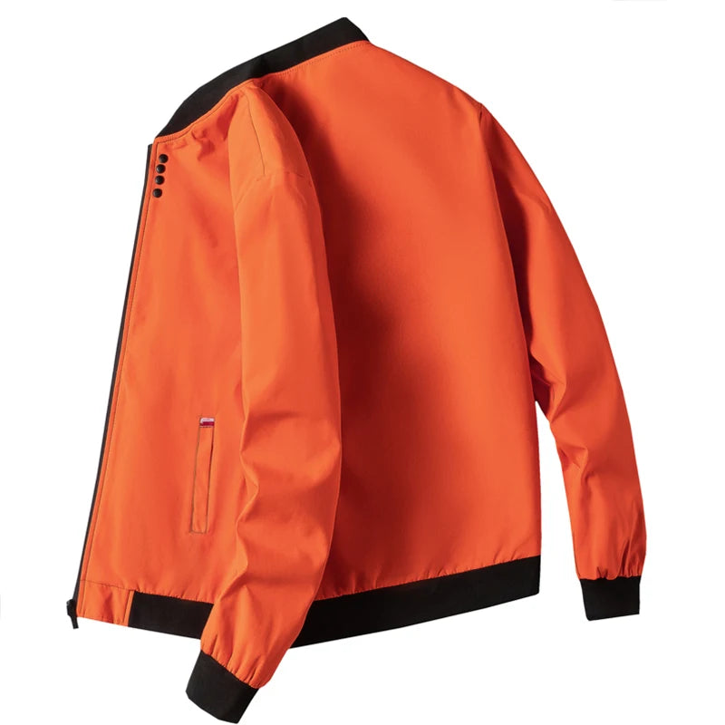 Chaqueta para hombre de manga larga, chaqueta de ciclismo a prueba de viento, chaqueta informal con cremallera sólida, otoño