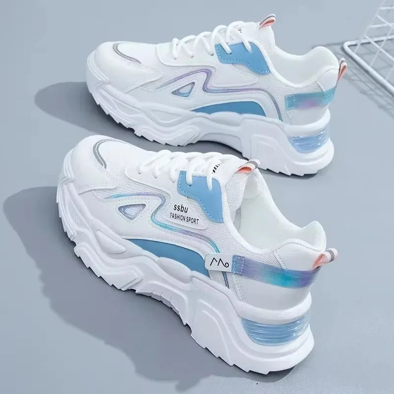 Zapatillas deportivas para mujer, zapatos planos con plataforma