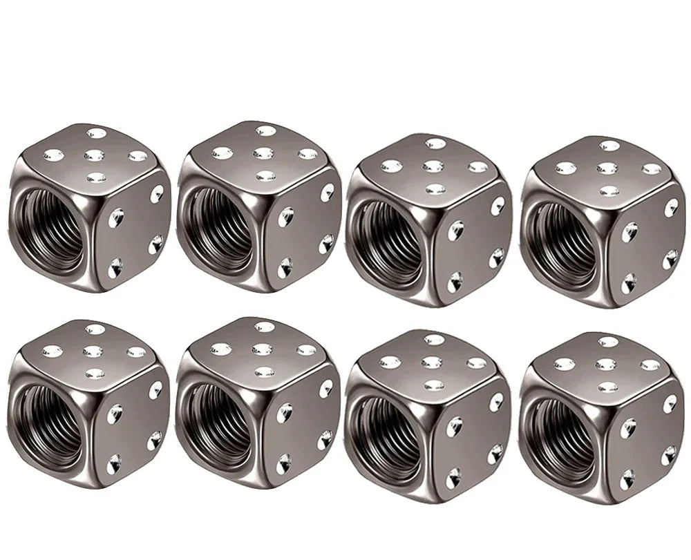 8 tapas de válvula de neumático de aluminio para vástago de rueda de dados, cubierta antipolvo para válvula de aire de neumático de coche, camión, motocicleta y bicicleta