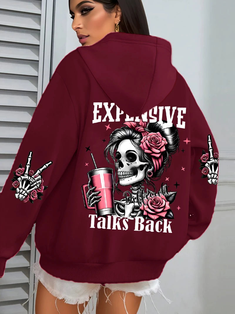 Sudadera con capucha con estampado divertido para mujer, jerséis ropa deportiva de lana para otoño, Sudadera con capucha informal con bolsillo