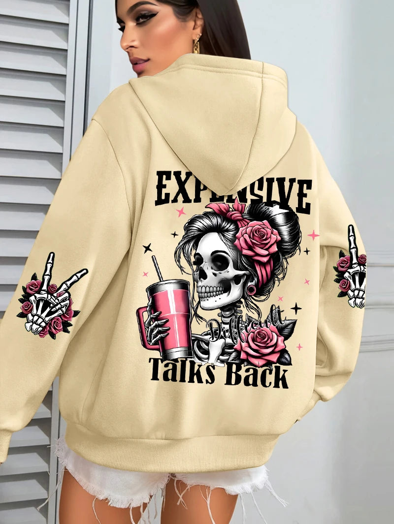 Sudadera con capucha con estampado divertido para mujer, jerséis ropa deportiva de lana para otoño, Sudadera con capucha informal con bolsillo