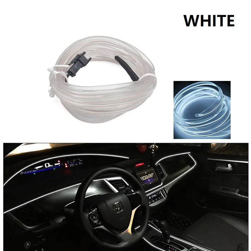 Tiras de luces decorativas para interior de coche, lámpara de ambiente, luz fría, consola de salpicadero decorativa, luces LED ambientales para coche, 1/2/3/4/5 m