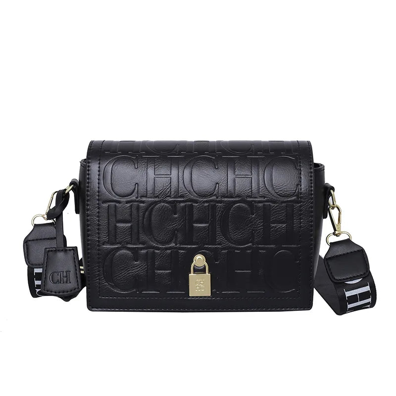 Bolso cruzado con letras en relieve de gran capacidad a la moda, bolso de hombro individual para mujer