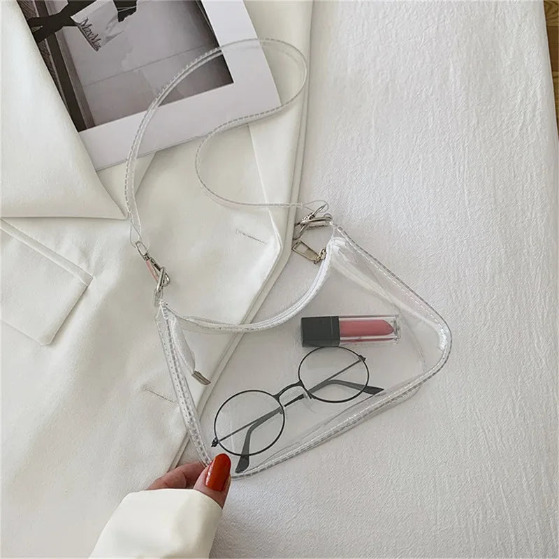 Bolso de hombro transparente para mujer, monedero pequeño con cremallera ,bolso de mano moderno