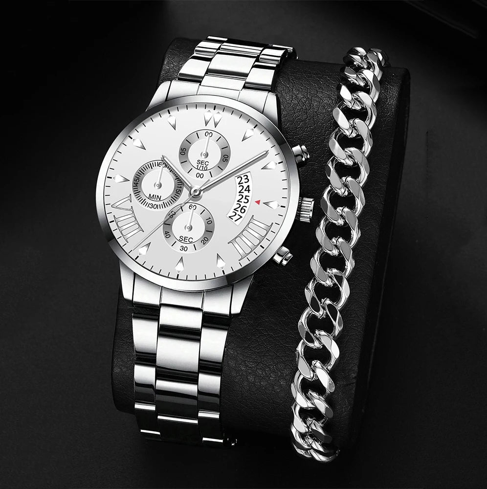 Nuevos relojes de moda para hombre, reloj de acero inoxidable