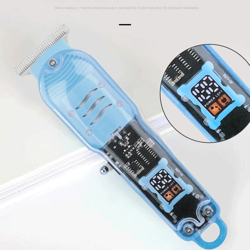 Cortadora de pelo eléctrica transparente con pantalla táctil , afeitadora recortadora