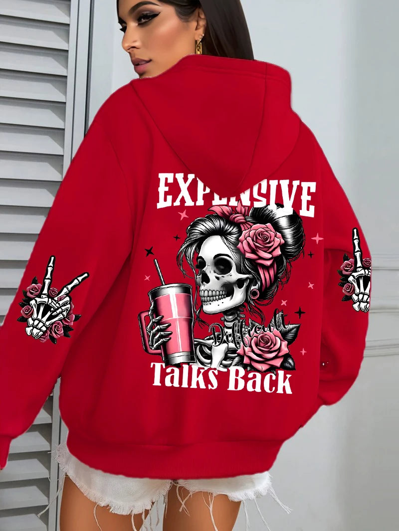 Sudadera con capucha con estampado divertido para mujer, jerséis ropa deportiva de lana para otoño, Sudadera con capucha informal con bolsillo