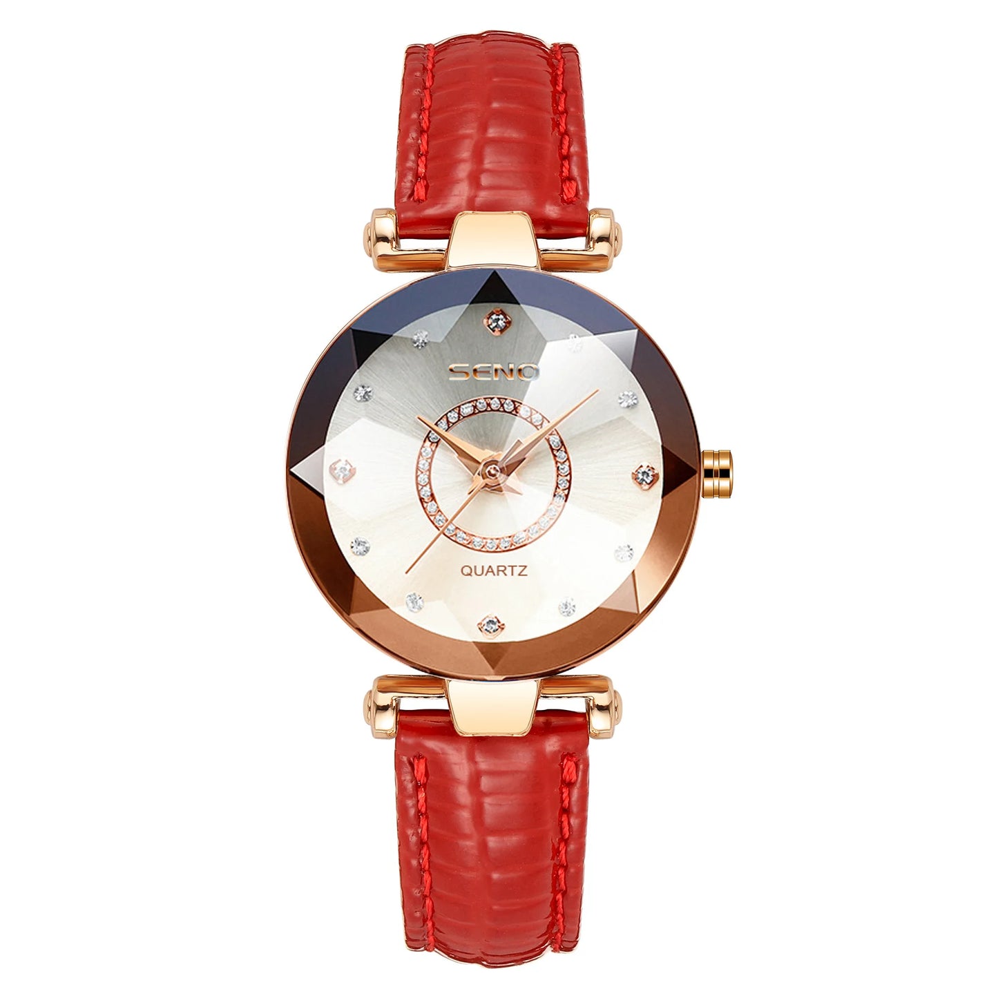 Reloj de cristal para mujer, marca superior de lujo, oro rosa, pulsera, femenino
