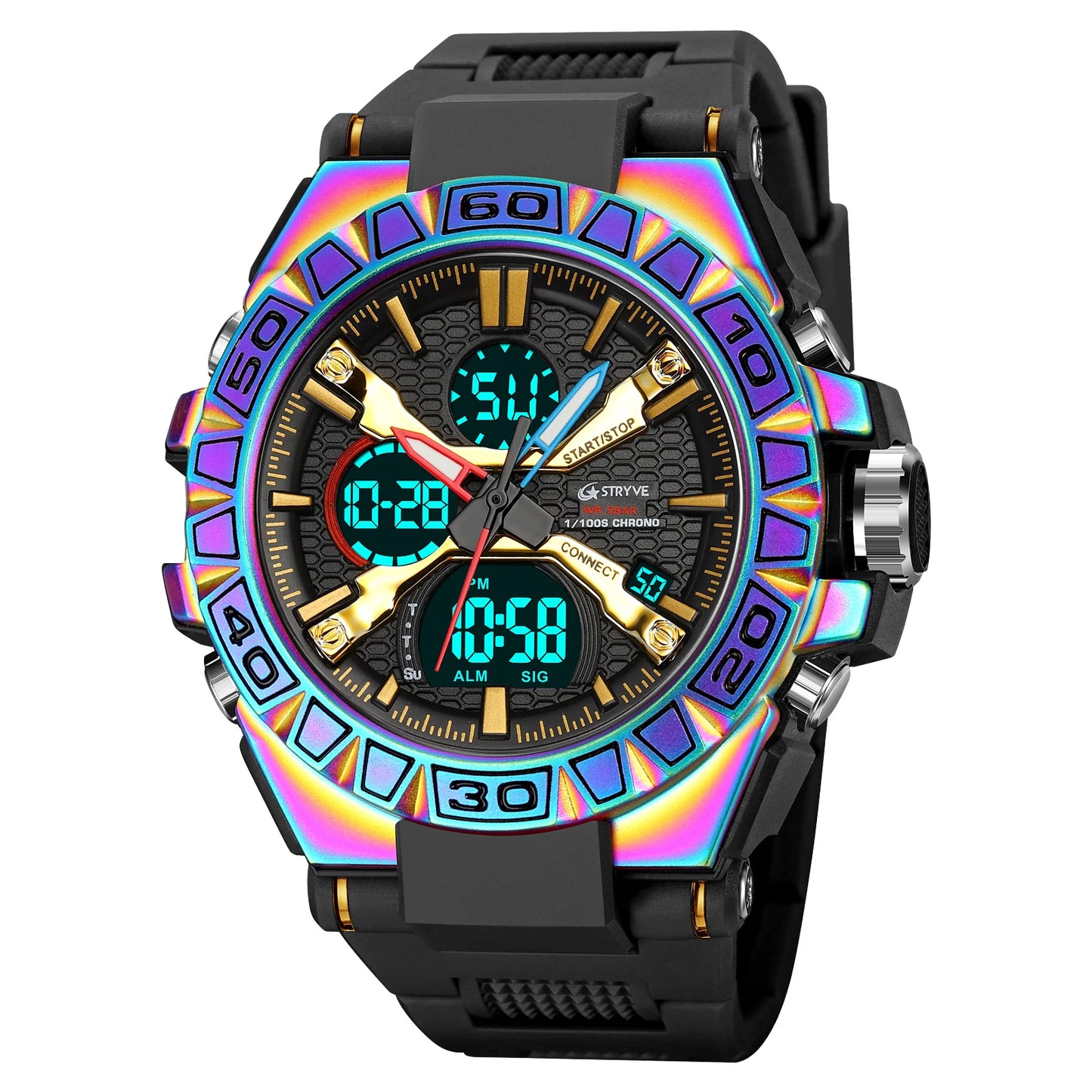 Relojes, reloj de moda para hombre, reloj resistente al agua hasta 5atm para hombre, correa de silicona con movimiento Digital-analógico de alta calidad