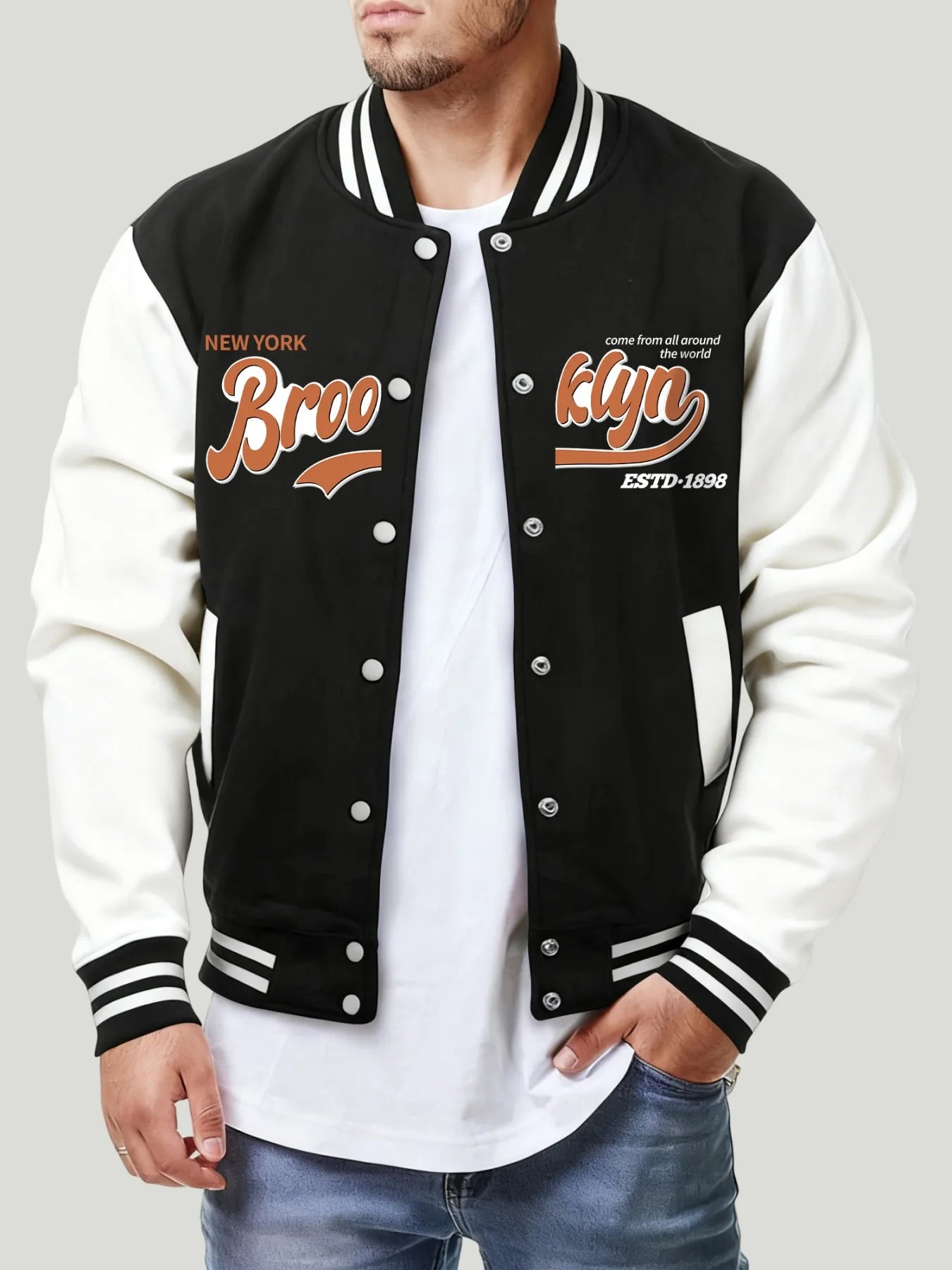 Jersey de béisbol para hombres ropa de bolsillo suelta ropa de calle bonita jersey de otoño