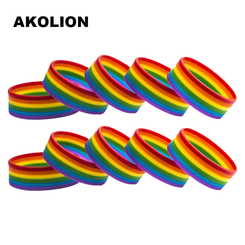 Pulseras de silicona con diseño de orgullo de género fluido, pulseras de joyería para gays y lesbianas, 1 unidad
