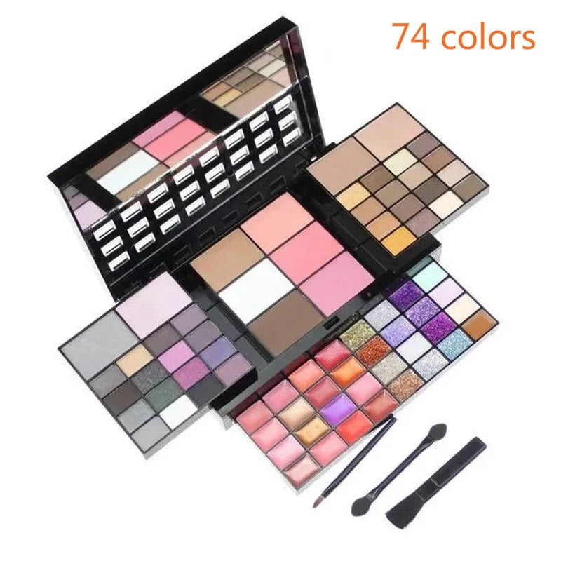 Palette de fards à paupières pailletés 40/74/78 couleurs, kit de cosmétiques en poudre pressée, mat, imperméable et longue durée, outils de maquillage pour femmes