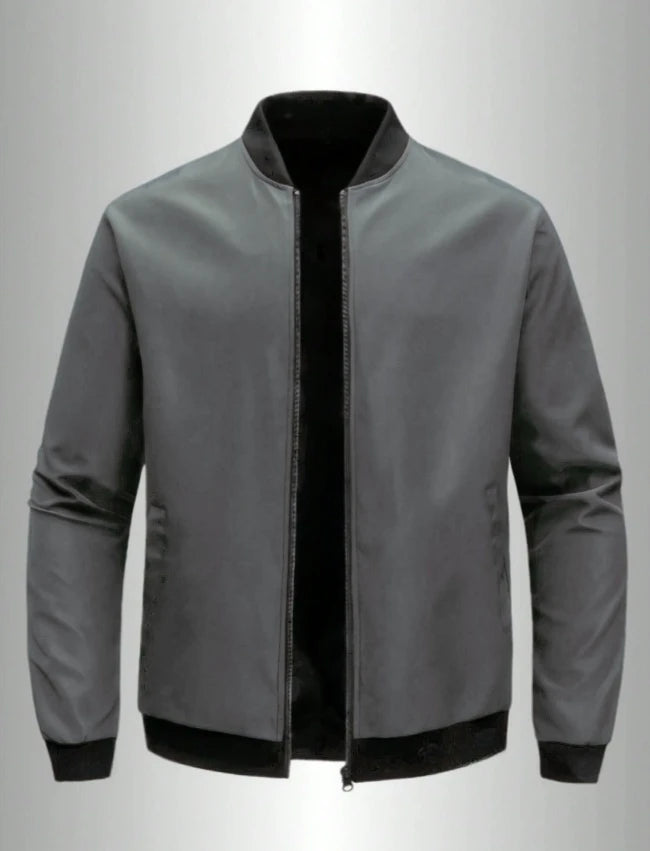 chaqueta corta holgada de Color sólido con cuello de béisbol para hombres de negocios Casual abrigo fino tendencia
