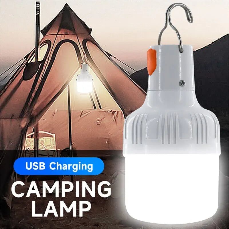 Bombillas LED recargables por USB para exteriores, luz de emergencia de alto brillo, para acampar, pescar, linterna portátil, luces nocturnas