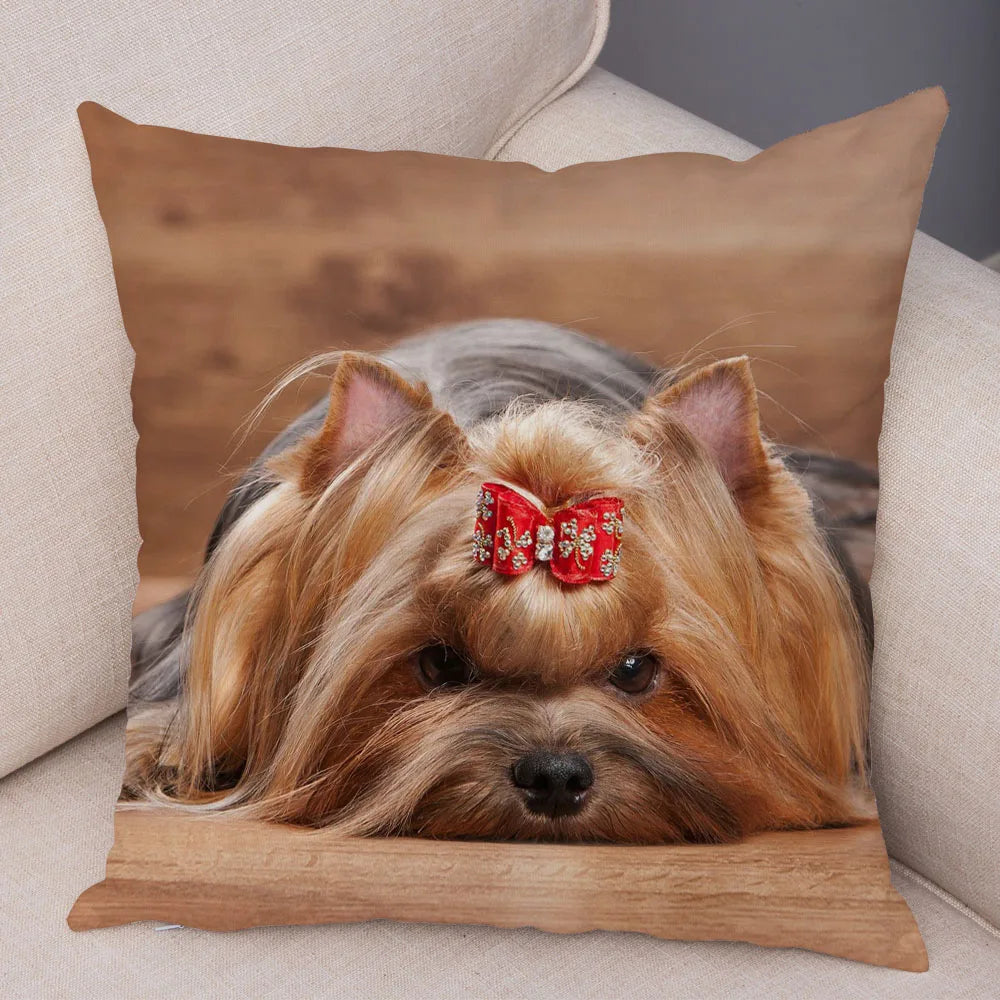 Funda de cojín decorativa con estampado de perro para sofá, hogar, mascota, adorable