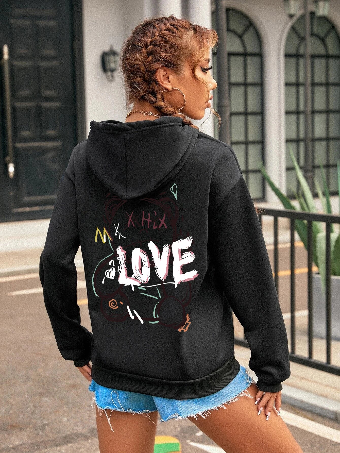 Sudadera con capucha sudadera moda Casual calle con capucha otoño ropa informal cálida mujer