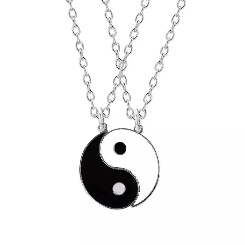 Juego de 2 o 4 pulseras y collares de Tai Chi Yin Yang para parejas, con colgante y cadena trenzada ajustable, a juego, para amantes, gargantilla.