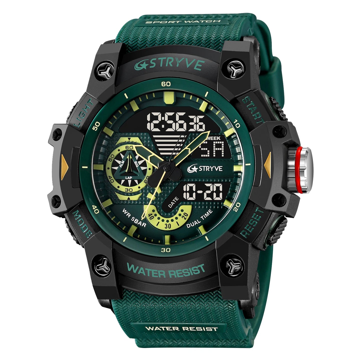 Relojes, reloj de moda para hombre, reloj resistente al agua hasta 5atm para hombre, correa de silicona con movimiento Digital-analógico de alta calidad