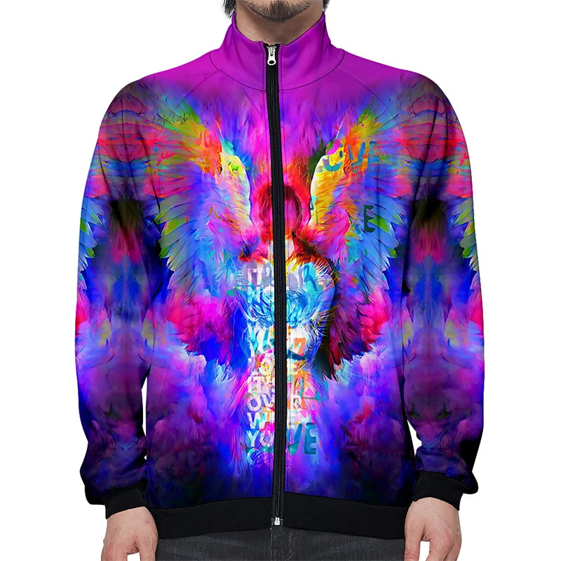 Nueva chaqueta con cremallera y estampado de alta calidad para hombre, informal, de manga larga, holgada, lavada, con gráficos