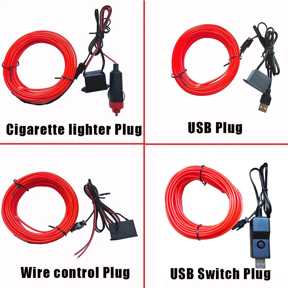 Tiras de luces decorativas para interior de coche, lámpara de ambiente, luz fría, consola de salpicadero decorativa, luces LED ambientales para coche, 1/2/3/4/5 m