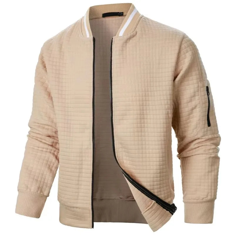 Nueva chaqueta de manga larga con cremallera para hombre, abrigos, sudaderas de pie, ropa de calle para exteriores, chaqueta de Color sólido para otoño para hombre