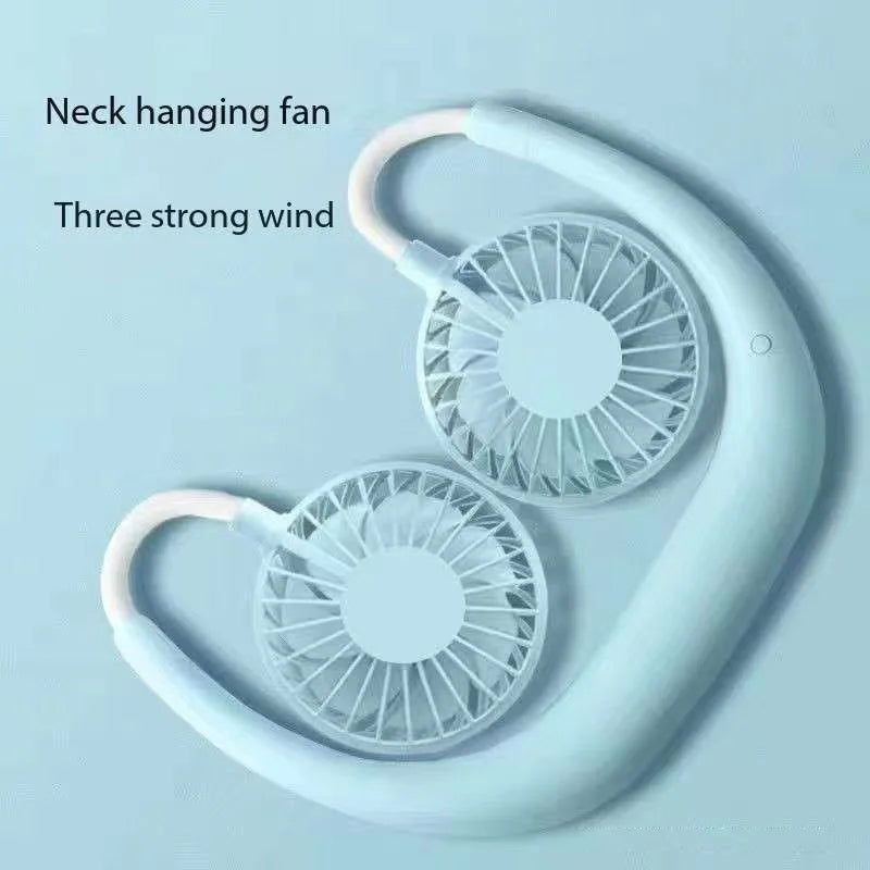 Ventilador portátil USB de mano para colgar en el cuello, recargable, miniventilador deportivo de 3 velocidades, ajustable, para el hogar, la oficina, viajes al aire libre.