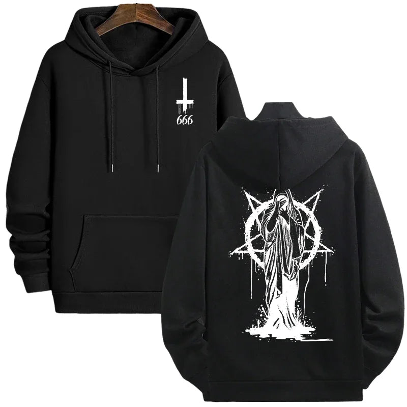 sudaderas con capucha de moda para hombre, ropa deportiva informal con estampado Demoníaco de Satán, ropa de calle urbana para otoño e invierno, ropa para hombre
