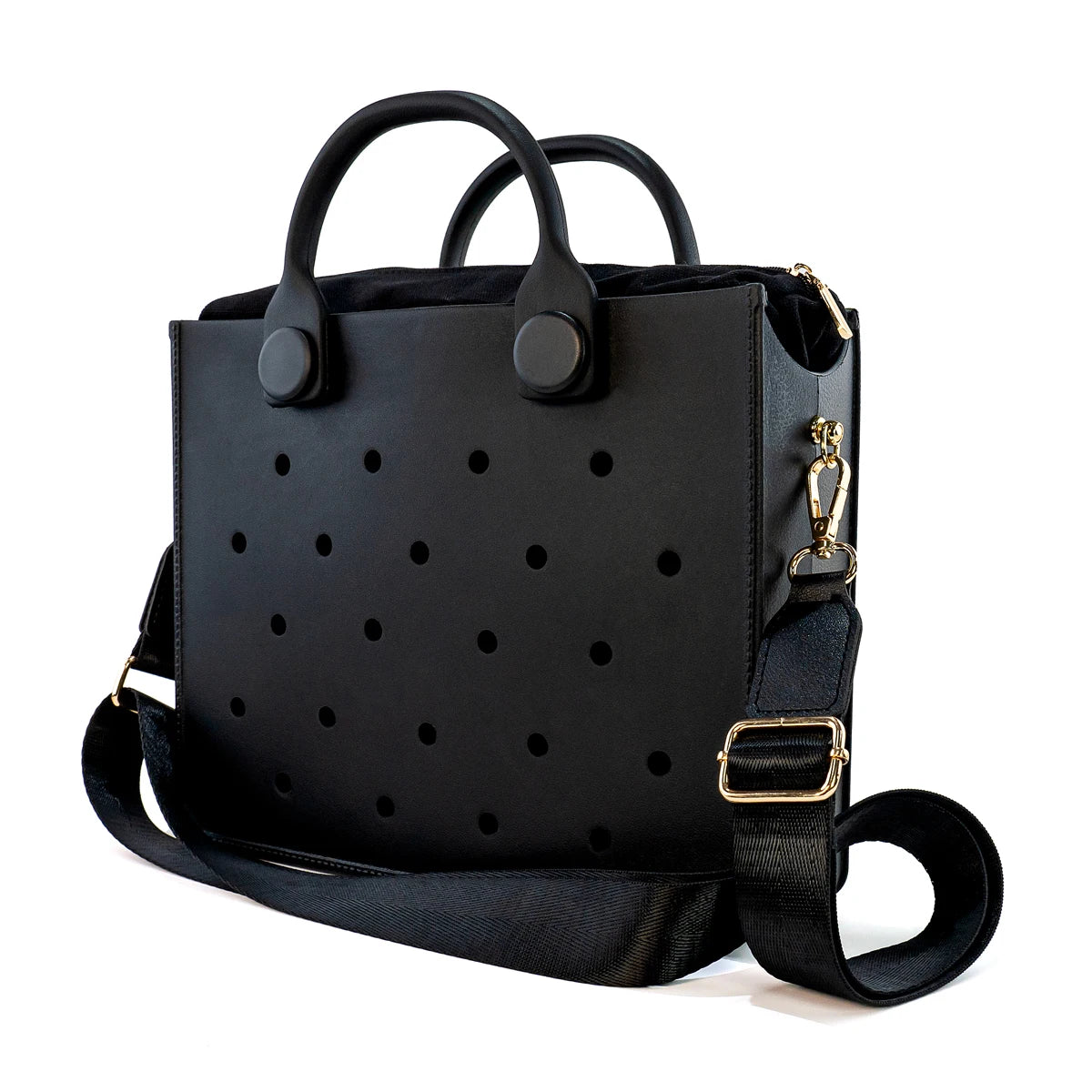 Bolso de mano morado con perforaciones para mujer, informal, impermeable, para viajes, con abalorios, para playa y exteriores.