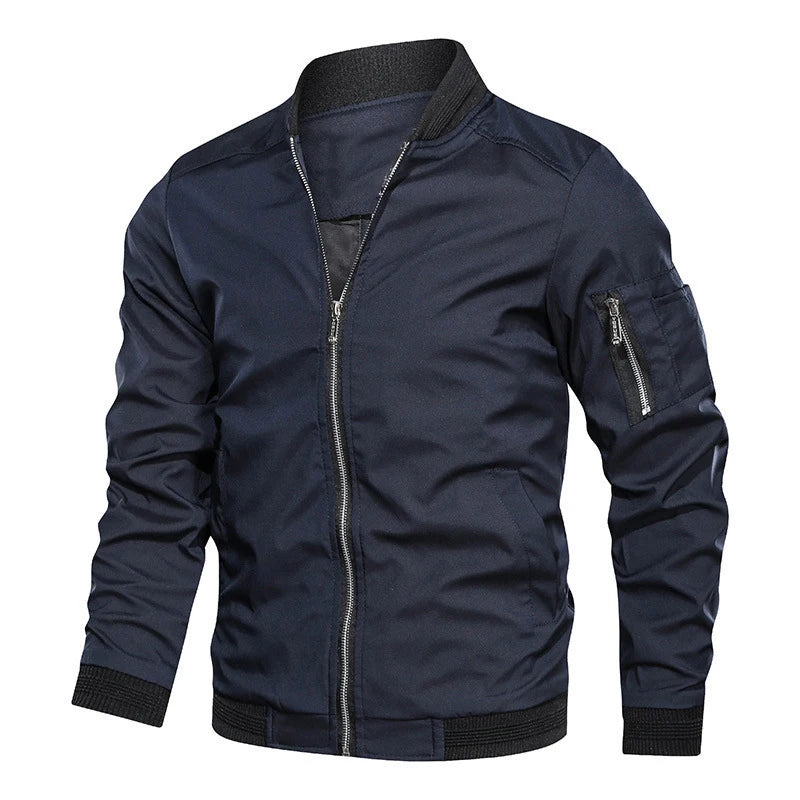 Chaquetar de primavera y otoño para hombre, chaqueta ligera informal para hombre, cortavientos deportivo, abrigo con cremallera y bolsillos