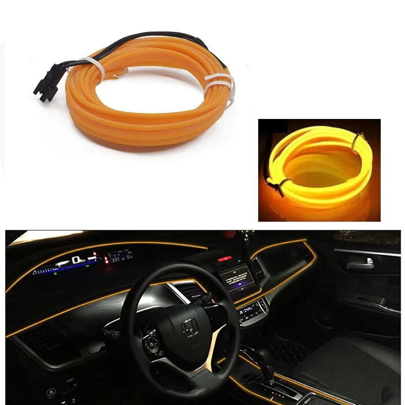 Tiras de luces decorativas para interior de coche, lámpara de ambiente, luz fría, consola de salpicadero decorativa, luces LED ambientales para coche, 1/2/3/4/5 m