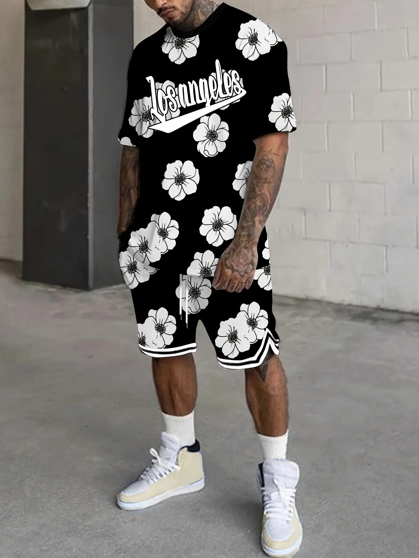 Pantalones de playa de verano, pantalones cortos casuales con estampado, conjunto para adultos para vacaciones al aire libre para hombres