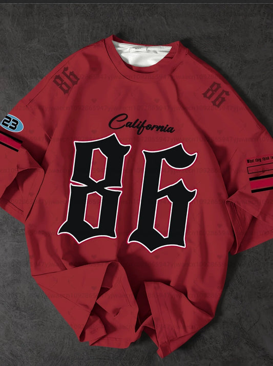 Camiseta deportiva unisex, camiseta estampada de manga corta con cuello redondo