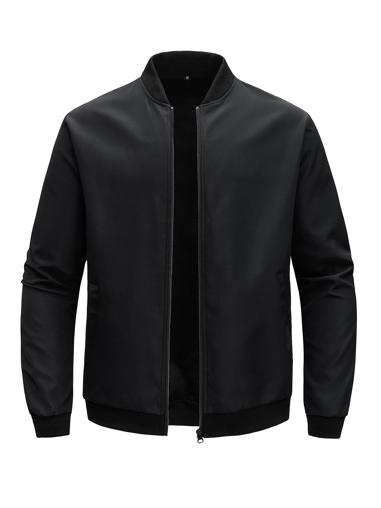 chaqueta corta holgada de Color sólido con cuello de béisbol para hombres de negocios Casual abrigo fino tendencia