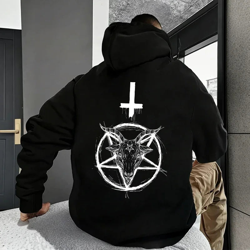 Sudaderas con capucha con estampado demoníaco para hombre, ropa de calle, sudadera gótica de Satán, Jersey informal para otoño e invierno, chándal superior