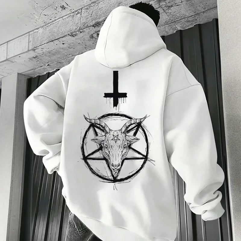 Sudaderas con capucha con estampado demoníaco para hombre, ropa de calle, sudadera gótica de Satán, Jersey informal para otoño e invierno, chándal superior