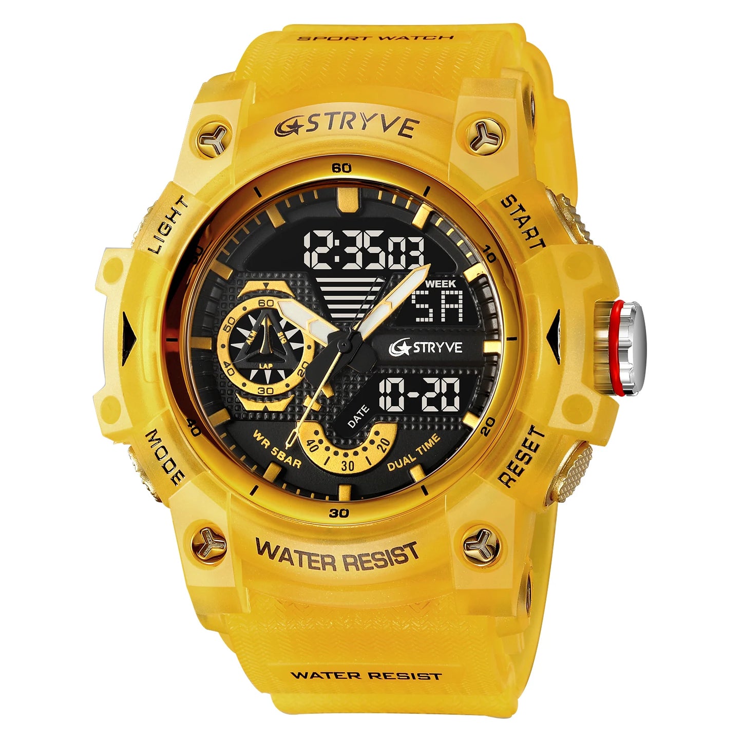 Reloj deportivo electrónico de moda para hombre, resistente a golpes, resistente al agua, con alarma LED y cronómetro