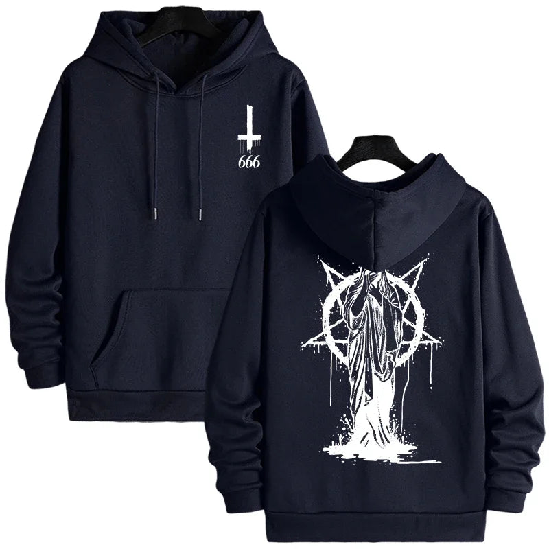 sudaderas con capucha de moda para hombre, ropa deportiva informal con estampado Demoníaco de Satán, ropa de calle urbana para otoño e invierno, ropa para hombre