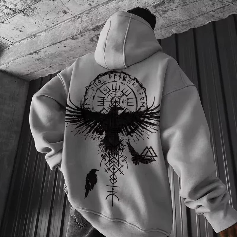 Sudadera con capucha con estampado para hombre, Sudadera con capucha , patrón de águila suelto, deporte fresco, funcional, a la moda